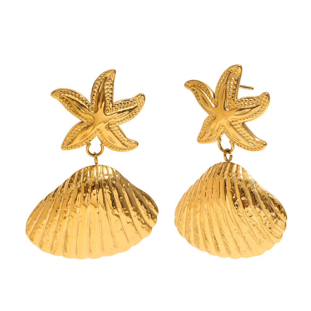 Ocean Series Starfish Fashion Stainless Steel Women's Earrings