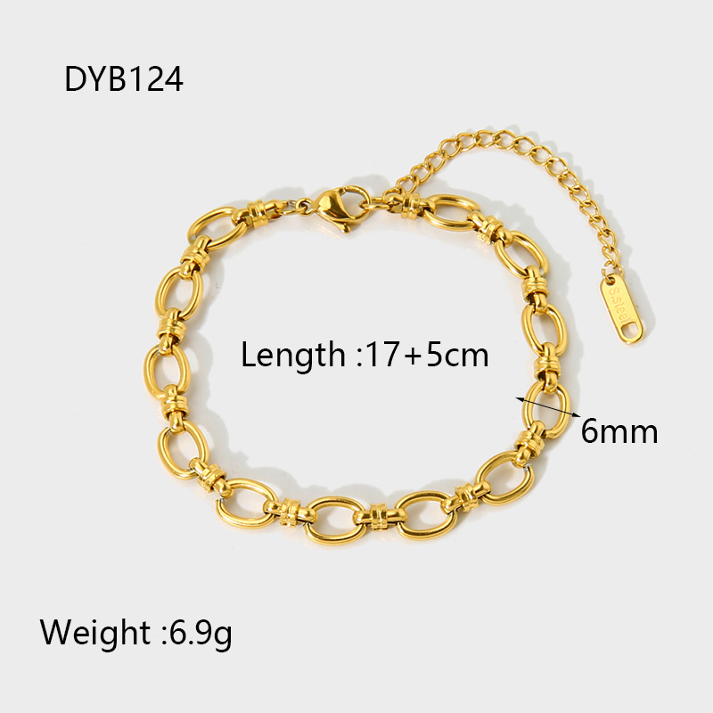 Simplicity Series Gold Color Stainless Steel Chain Bracelet