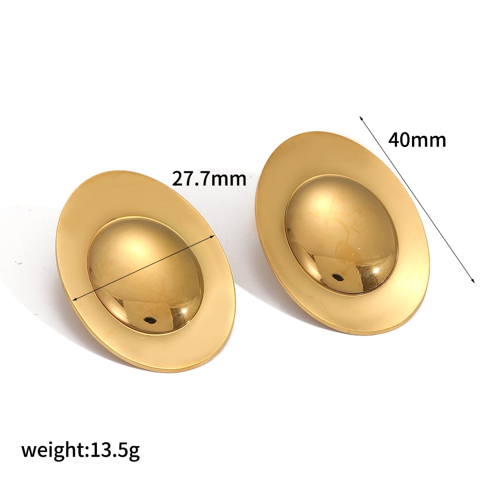 Geometric Stainless Steel Gold Color Stud Earrings 