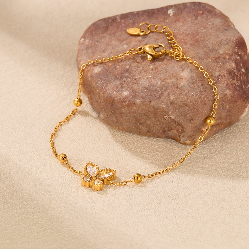 1 Stück Simple Series Daily Animal Edelstahl Goldfarben Damen Charm Armbänder Bild5