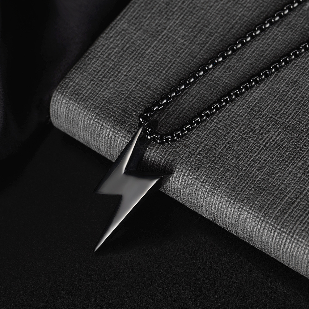 1 Piece Subtle Lightning Stainless Steel Gold Color Men's Pendant Necklaces h5Picture5