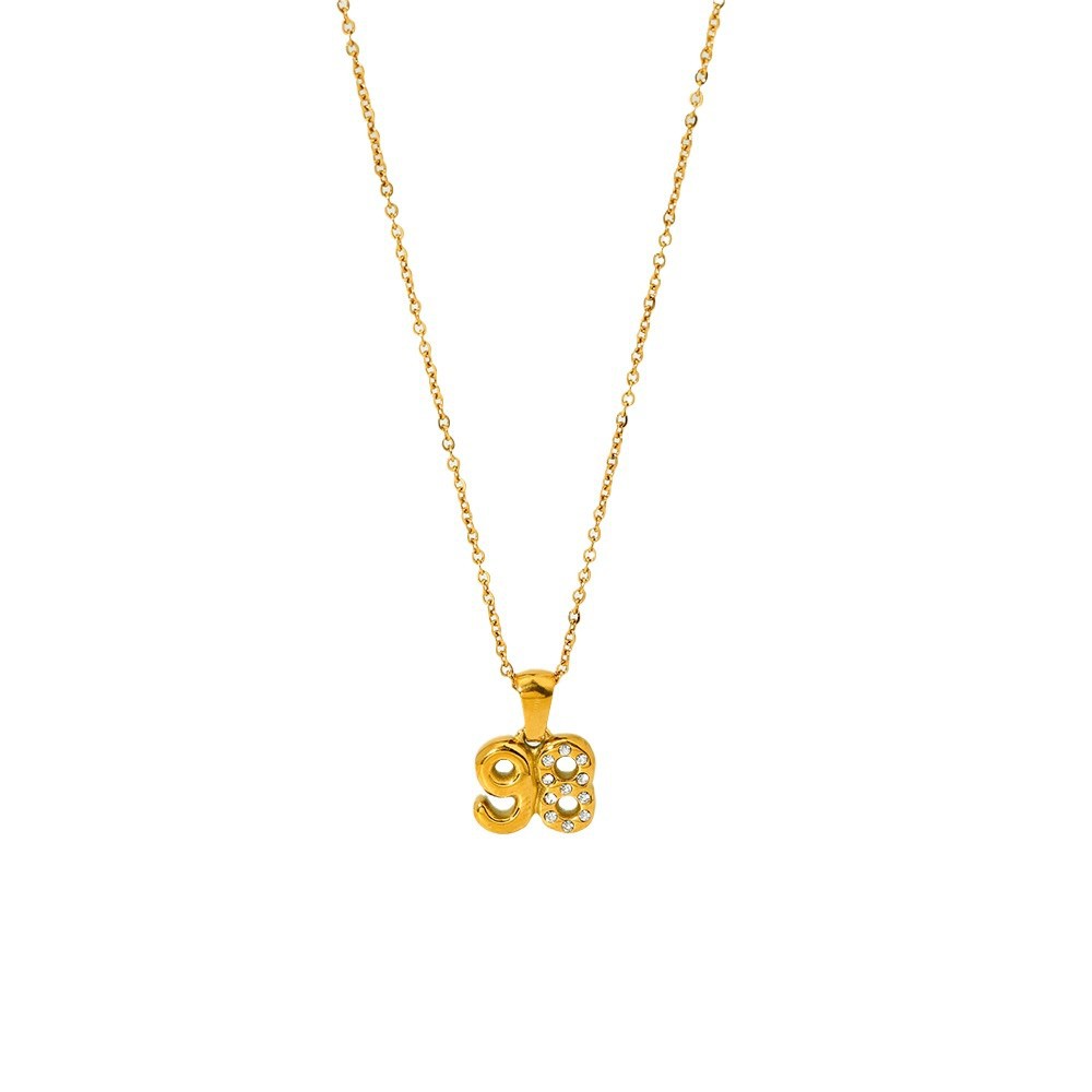 Numbers Gold Color Stainless Steel Pendant Necklace h5Picture5