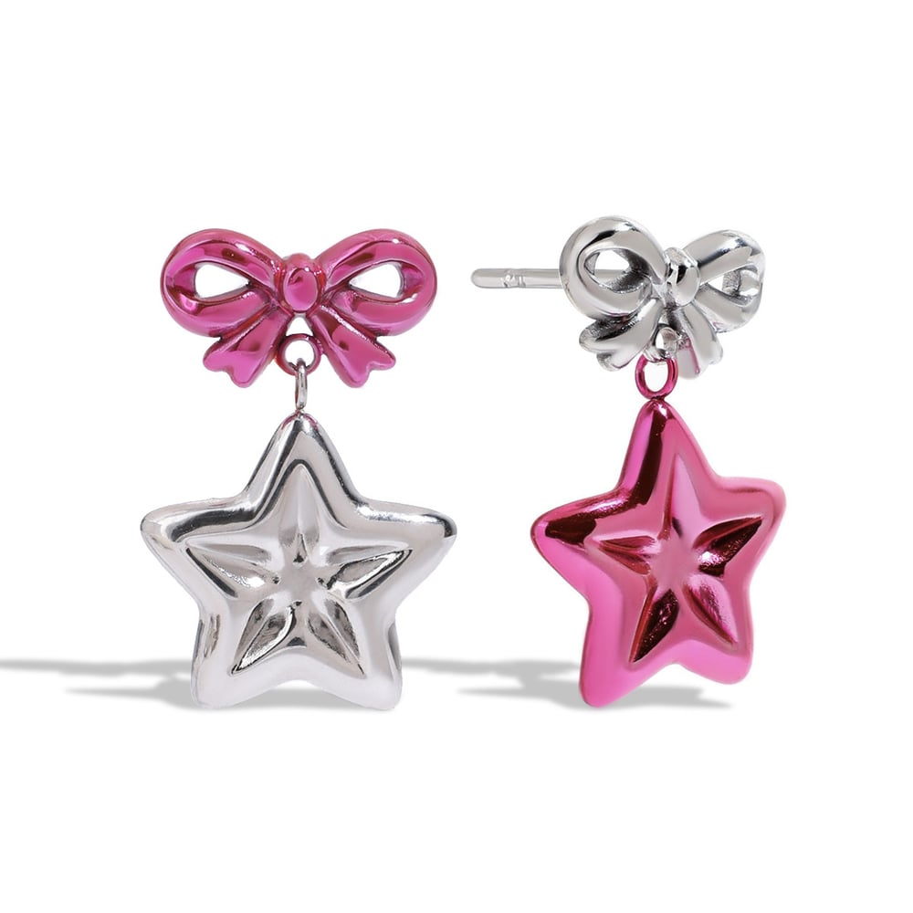 Sweet and Cool Style Star Stainless Steel Drop Earrings