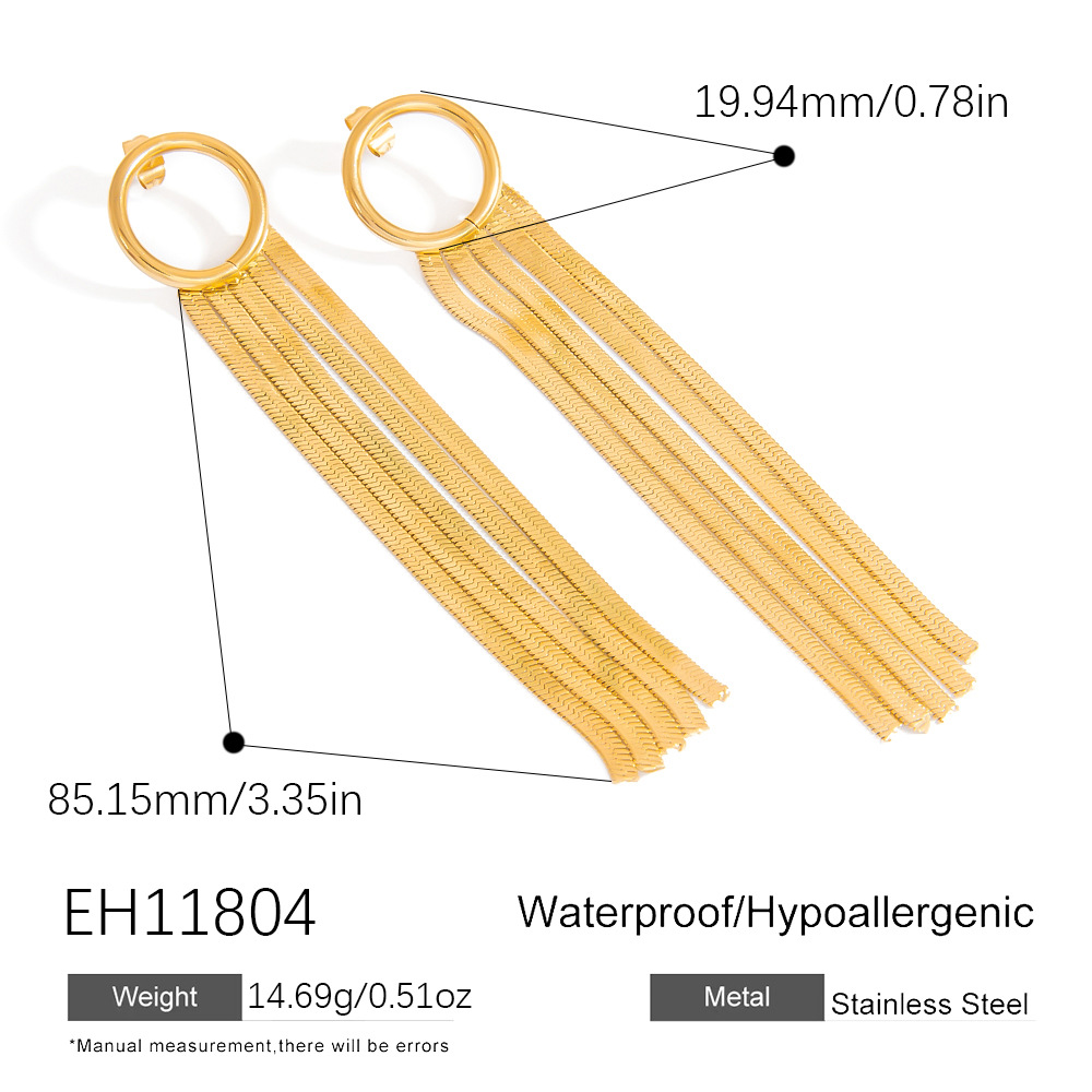 Elegant Tassel Stainless Steel Gold Color Dangle Earrings Picture2