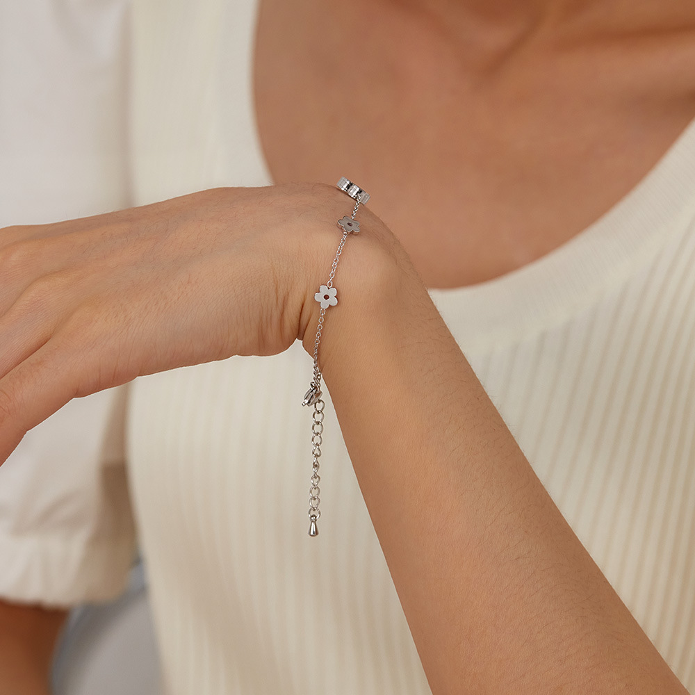 1 Piece Designable Series Daily Flower Stainless Steel Gold Color Women's Charm Bracelets Picture5