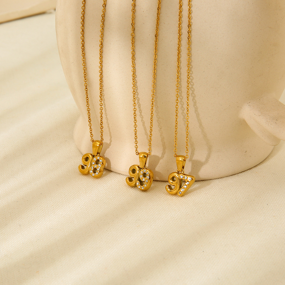 Numbers Gold Color Stainless Steel Pendant Necklace h5Picture4
