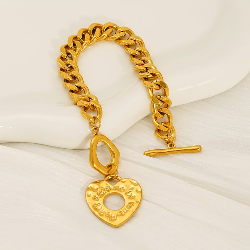 Heart Stainless Steel Gold Color Charm Bracelets Picture3