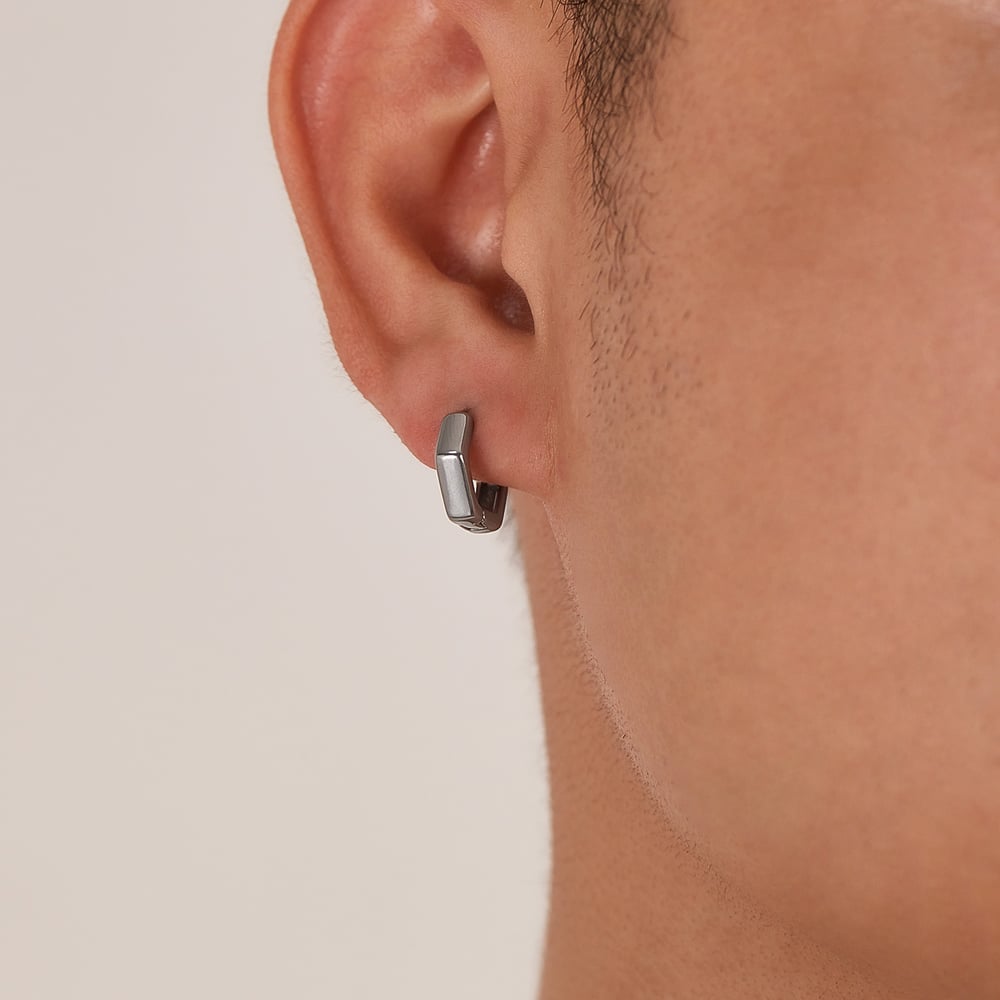 1 Pair Minimalist Hexagon Stainless Steel Men's Stud Earrings h5Picture4