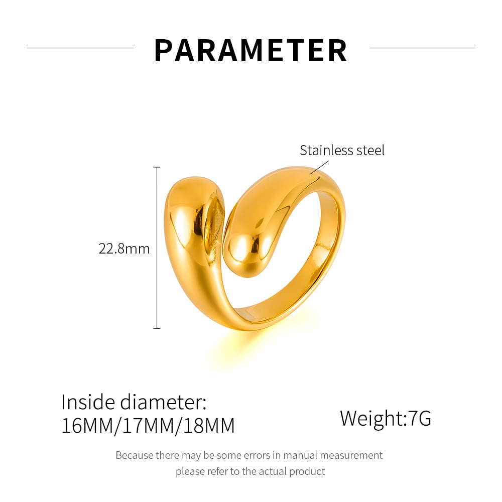 1 Stück minimalistische unregelmäßige Edelstahlringe in Goldfarbe für Damen Bild7