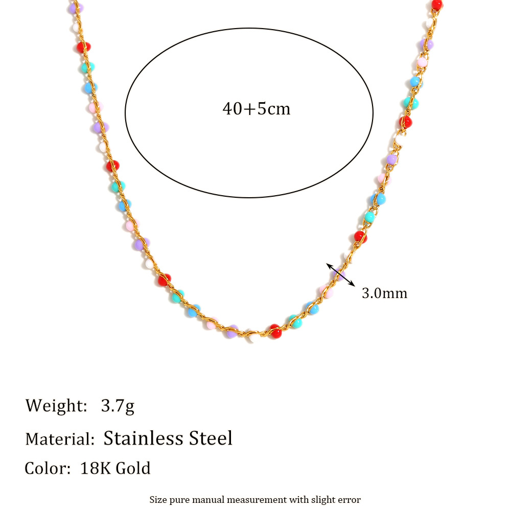 Fashionable Temperament Multi-color Beaded Stainless Steel Women's Necklace h5Picture2