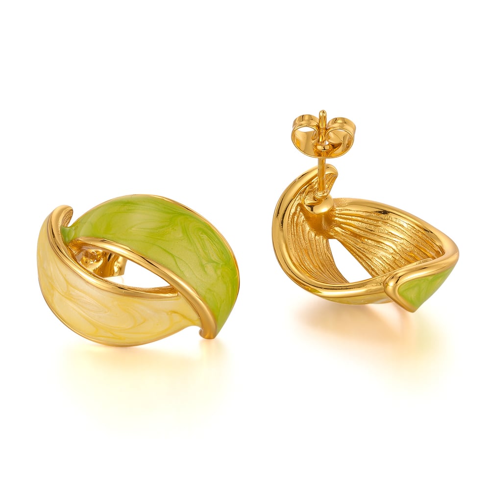 1 Pair Vogue Series Daily Leaf Stainless Steel Gold Color Women's Stud Earrings h5Picture6