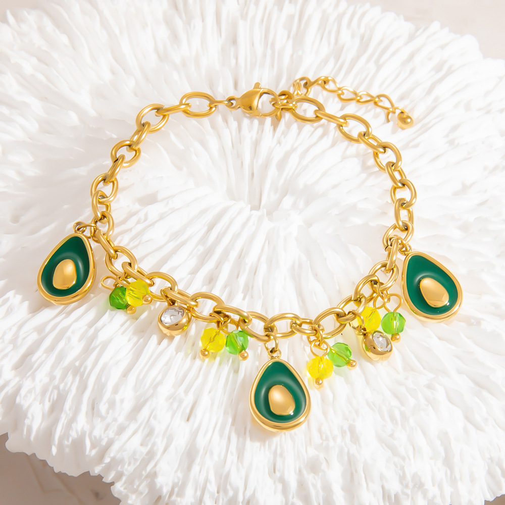 1 Piece Intricate Series Vivid Avocado Stainless Steel Gold Color Women's Charm Bracelets h5Picture5
