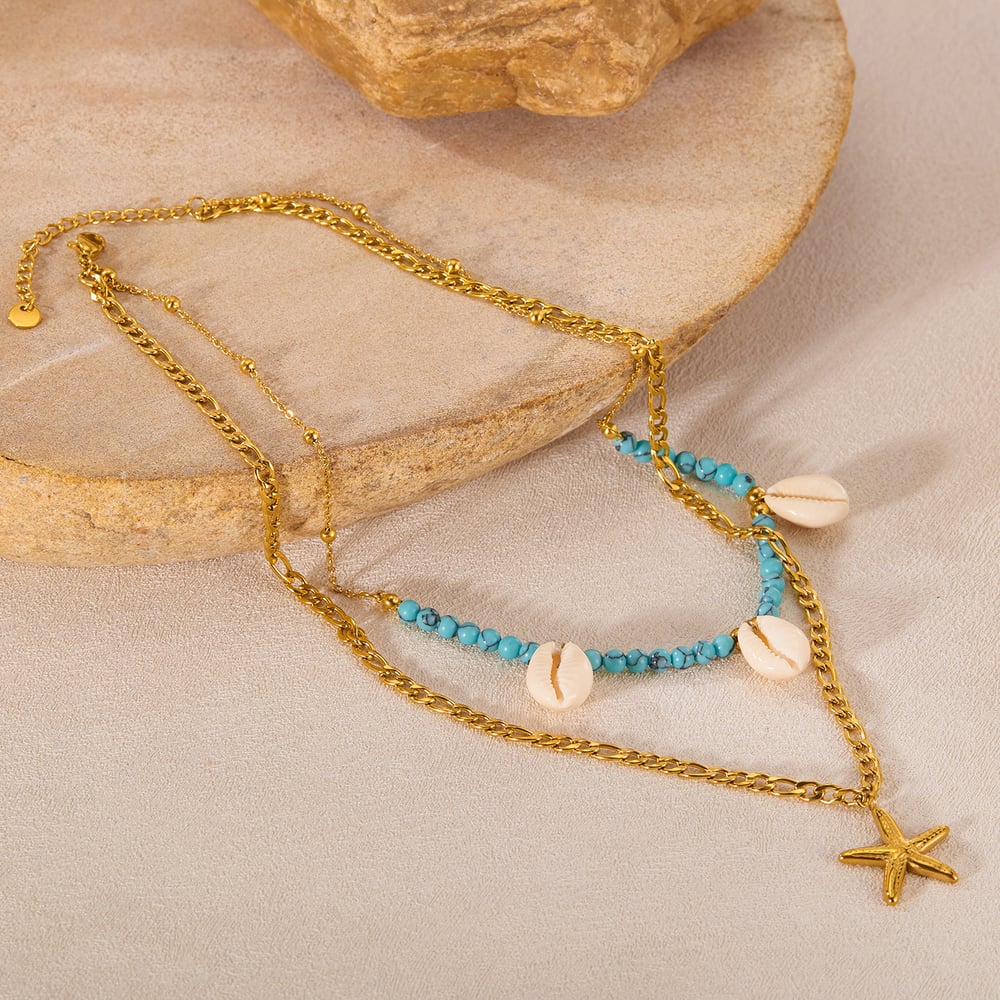 1 Piece Vacation Series Designable Starfish Stainless Steel Gold Color Women's Pendant Necklaces Picture3