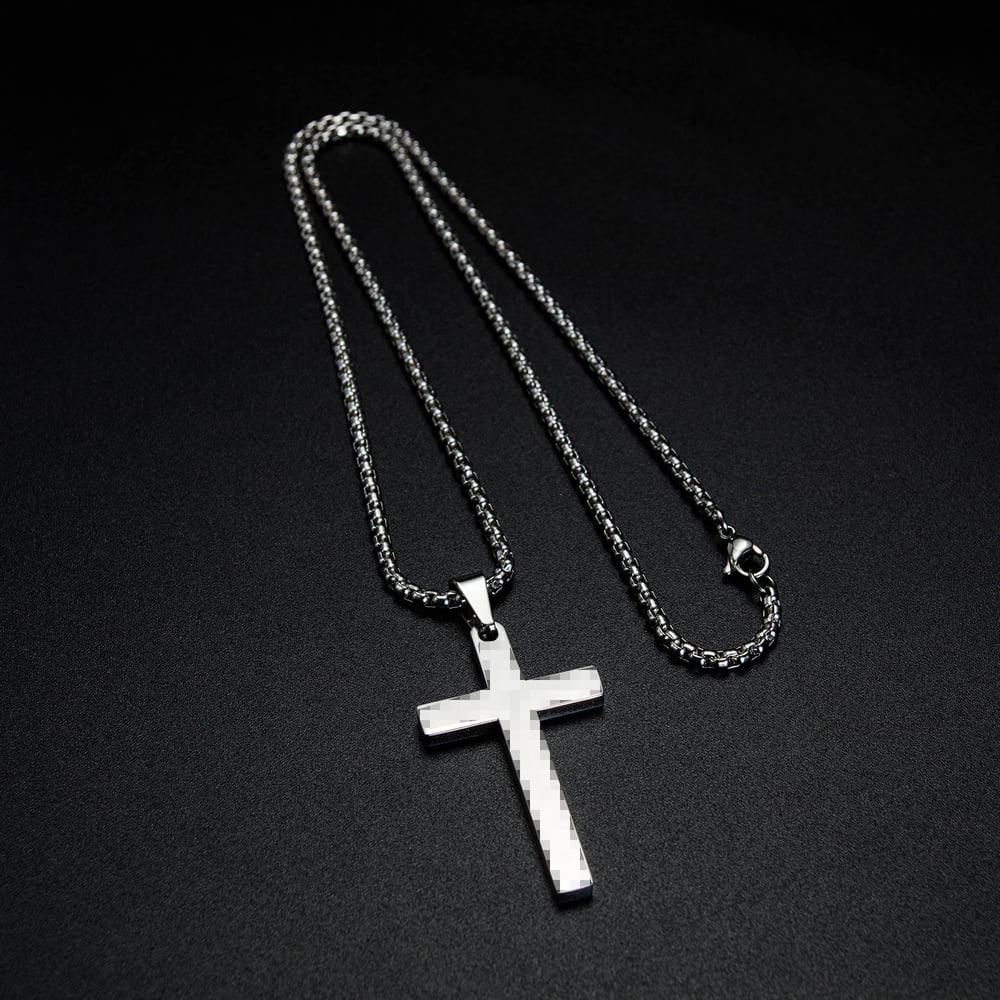 1 Stück Retro-Kreuz-Herrenhalsketten aus Edelstahl h5Bild2