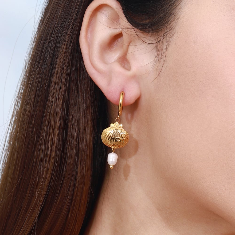 1 Pair Simple Series Personality Turtle Stainless Steel   Gold Color  Artificial Pearl Women's Drop Earrings h5Picture4