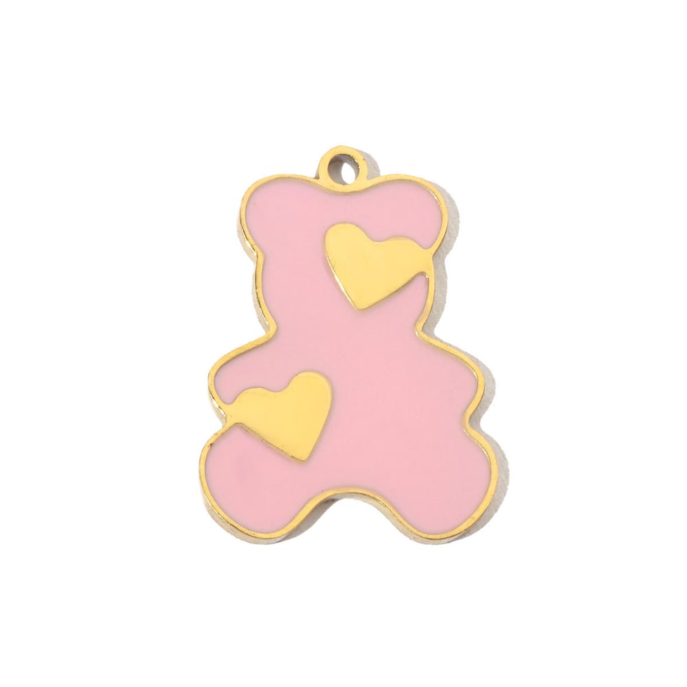 Colorful Bear Stainless Steel Gold Color Pendants