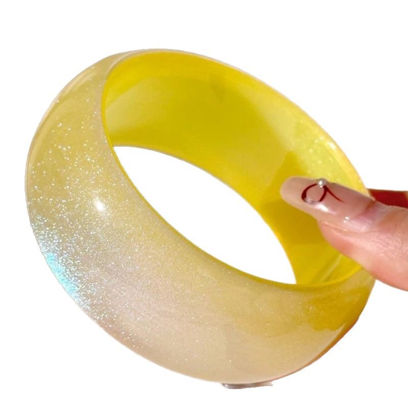 Simple Series Lemon - yellow Round Resin Bracelets for Women h5Picture6