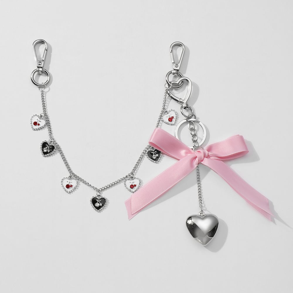 1 Piece Cute Woolen Mini Bag Love Heart with Cherry Bag Charms Picture9