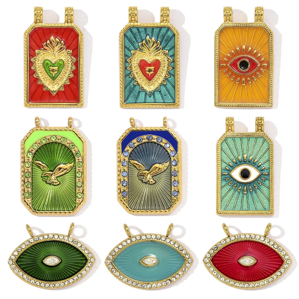 Modern Eye Pattern Stainless Steel Gold Color Pendants h5Picture5