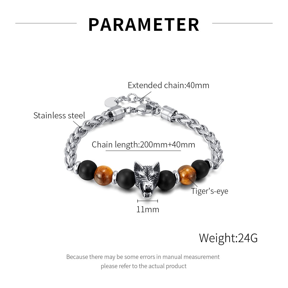 1 Stück robuste Herrenarmbänder aus Edelstahl mit Wolfskopf h5Bild8