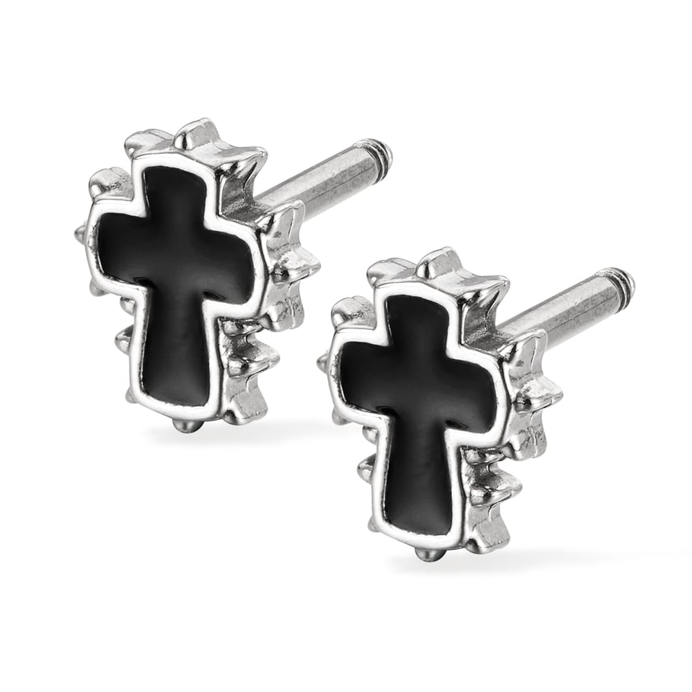 Pendientes de acero inoxidable con cruz delicada para hombre 