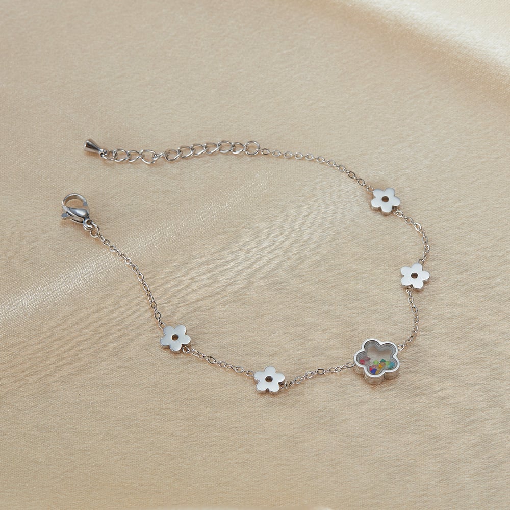 1 Piece Designable Series Daily Flower Stainless Steel Gold Color Women's Charm Bracelets Picture4