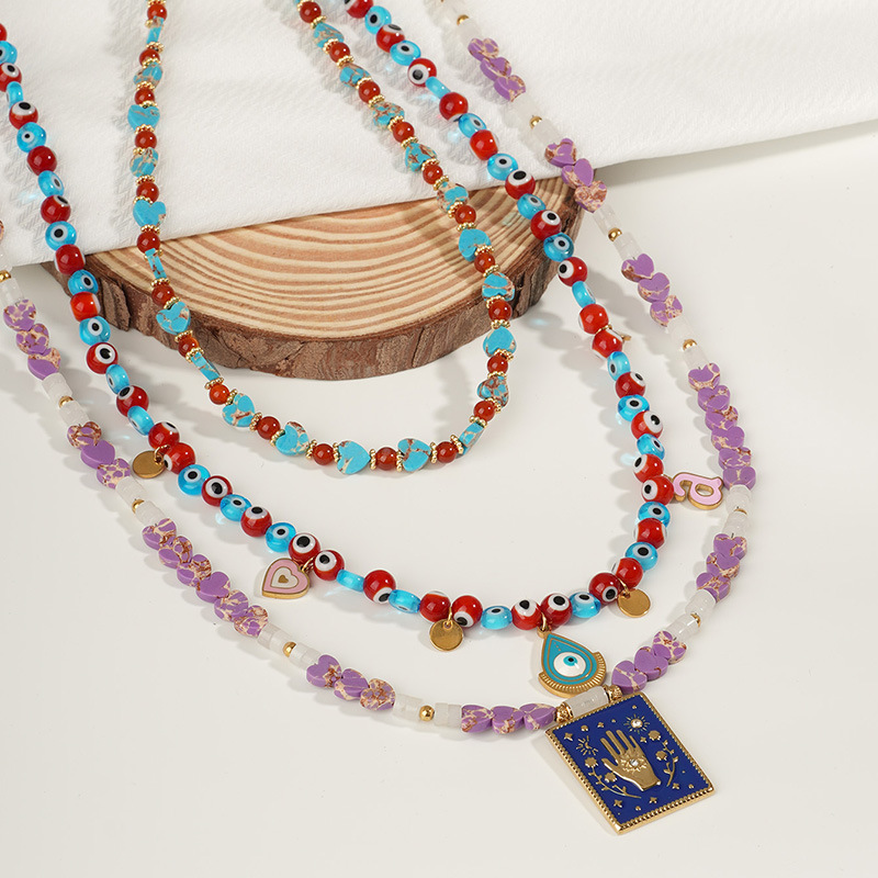 Sophisticated Eye Stainless Steel Gold Color Women's Beaded Necklaces h5Picture5