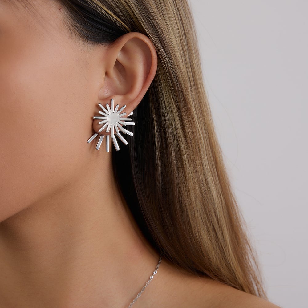 Sun Stainless Steel Gold Color Women's Stud Earrings Picture5