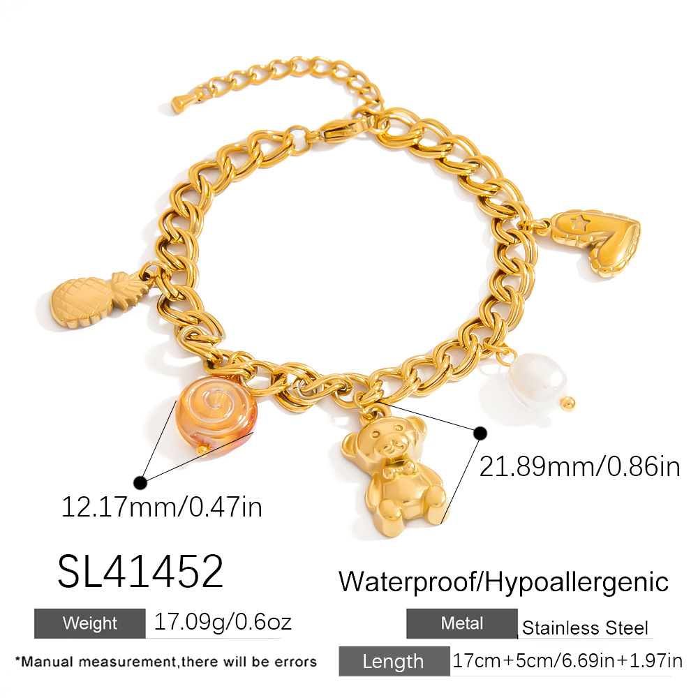 Sevimli Okyanus Paslanmaz Çelik Altın Renkli Charm Bilezikler h5Resim2