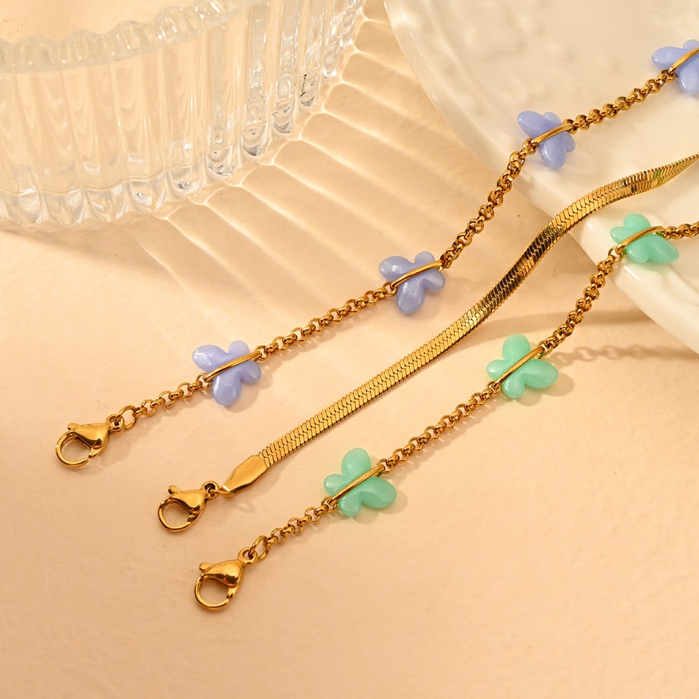 Romantic Sweet Butterfly Stainless Steel Gold Color Women's Anklets Picture3