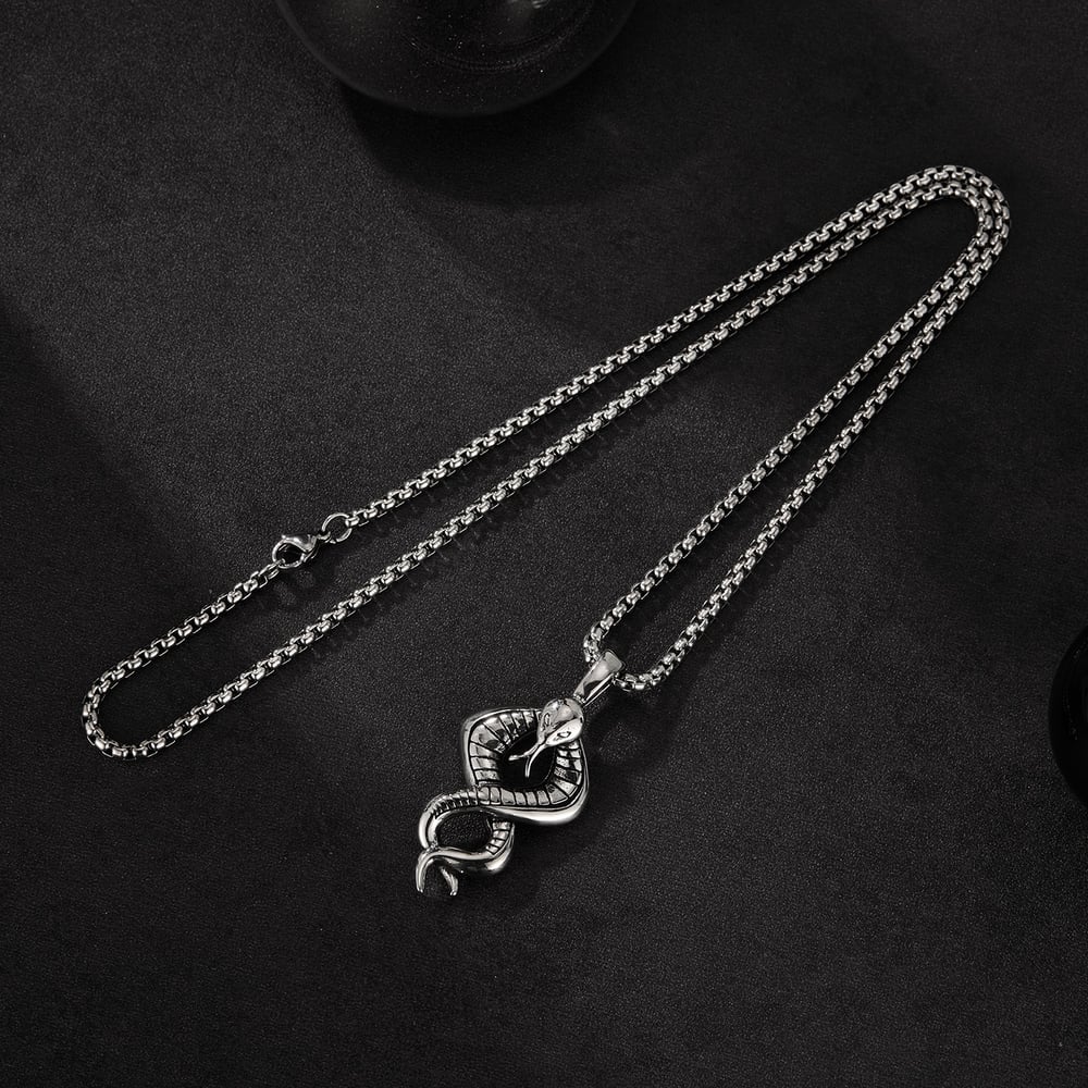 1 pezzo di collana da uomo in acciaio inossidabile a forma di serpente punk h5Immagine2