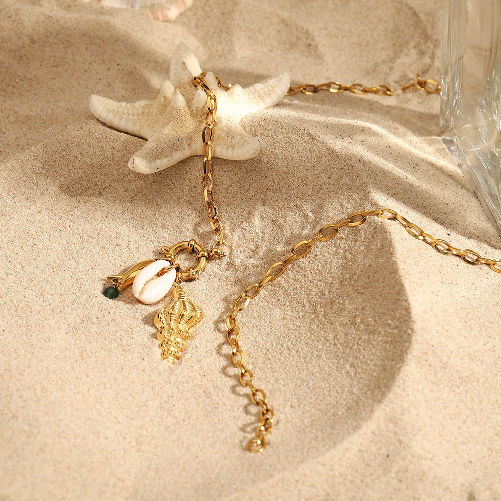 Oceanic Stainless Steel Gold Color Pendant Necklace h5Picture4