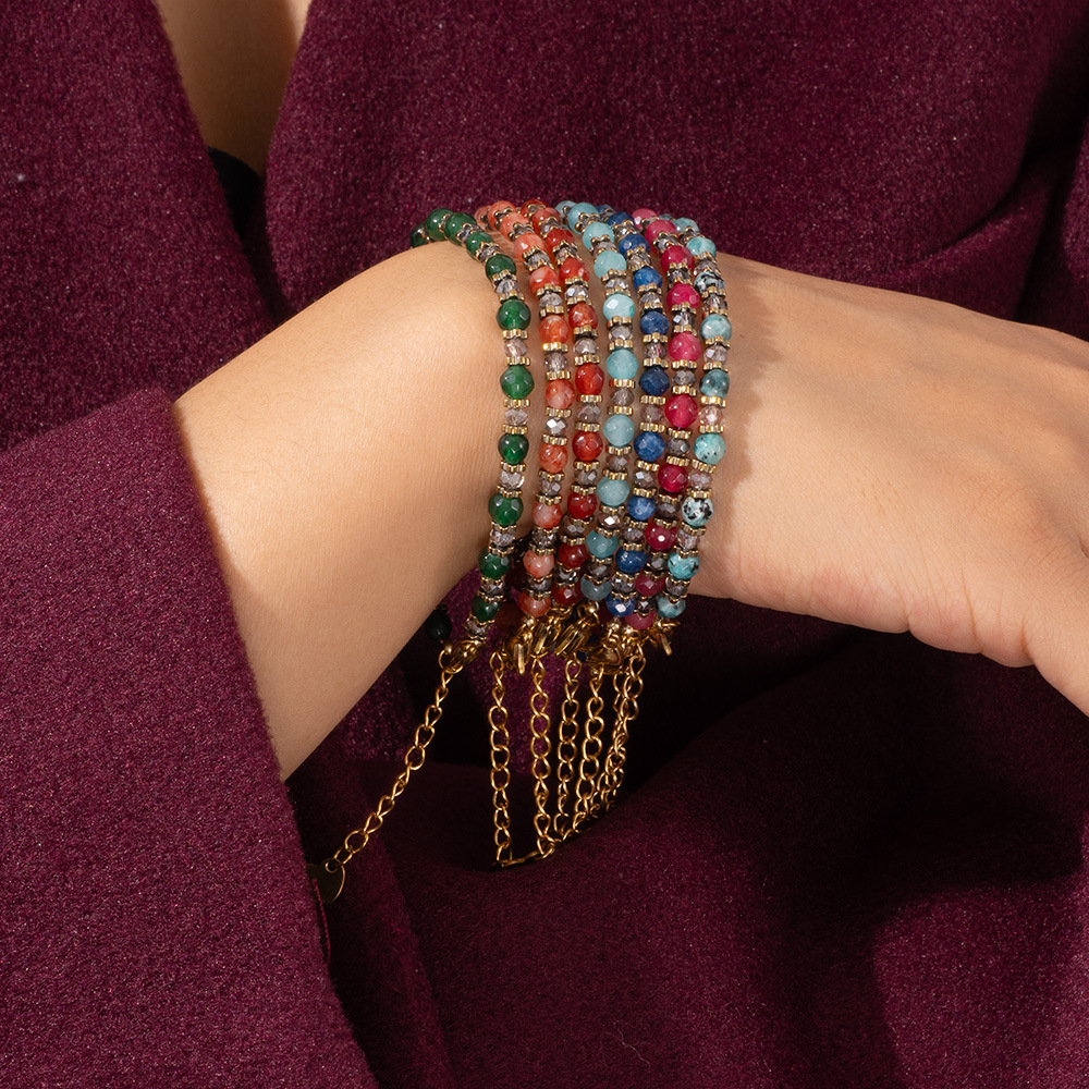 1 Piece Radiant Series Elegant Heart Stainless Steel Gold Color Women's Crystal Beaded Necklaces h5Picture3