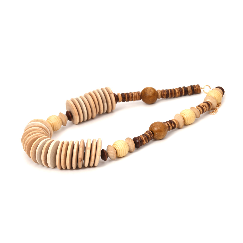 1 Piece Vintage Geometric Wood Chip Women's Beaded Necklaces Picture5