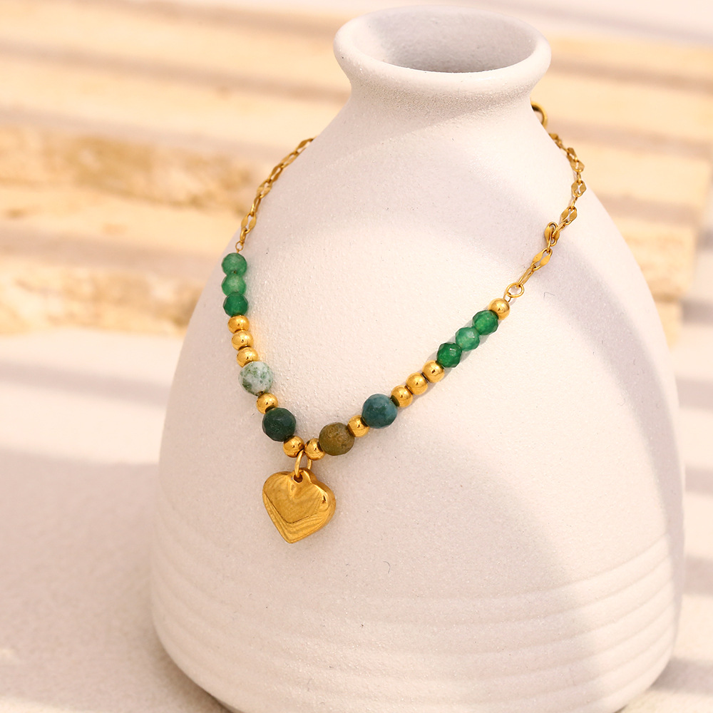 Retro Heart Stainless Steel Beaded Bracelets h5Picture4