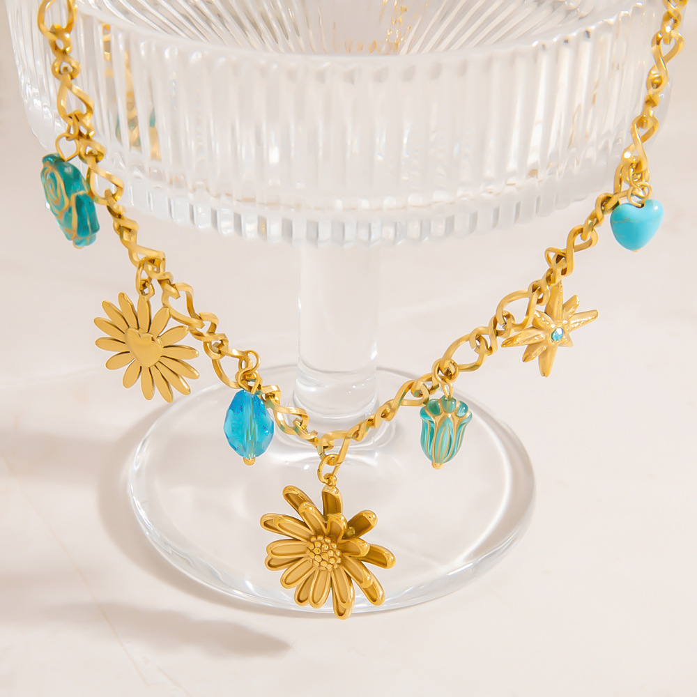 1 Piece Vacation Series Oceanic Stainless Steel Gold Color Women's Pendant Necklaces h5Picture3