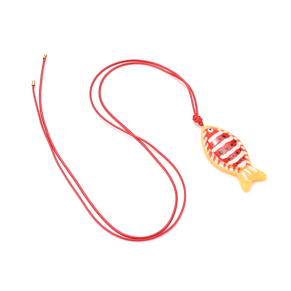 1 Piece Cute Braided Rope Resin Fish Pendant Necklace h5Picture3