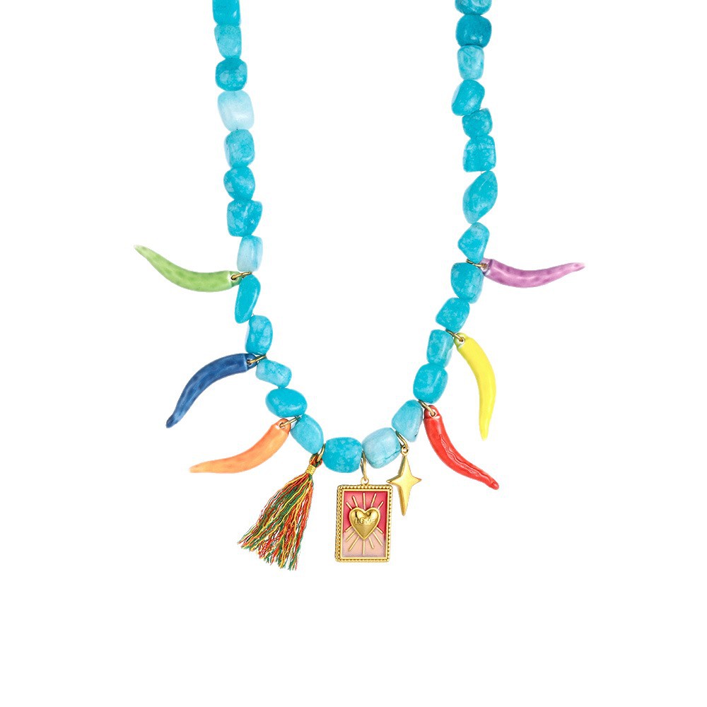 Stijlvolle kleurrijke kralen, natuurlijke stenen, dameskralenkettingen