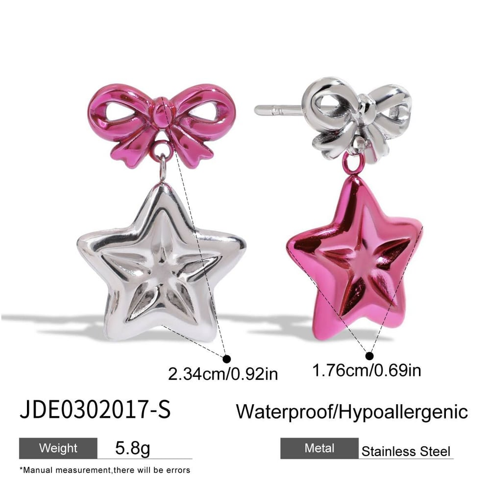 Sweet and Cool Style Star Stainless Steel Drop Earrings h5Picture2