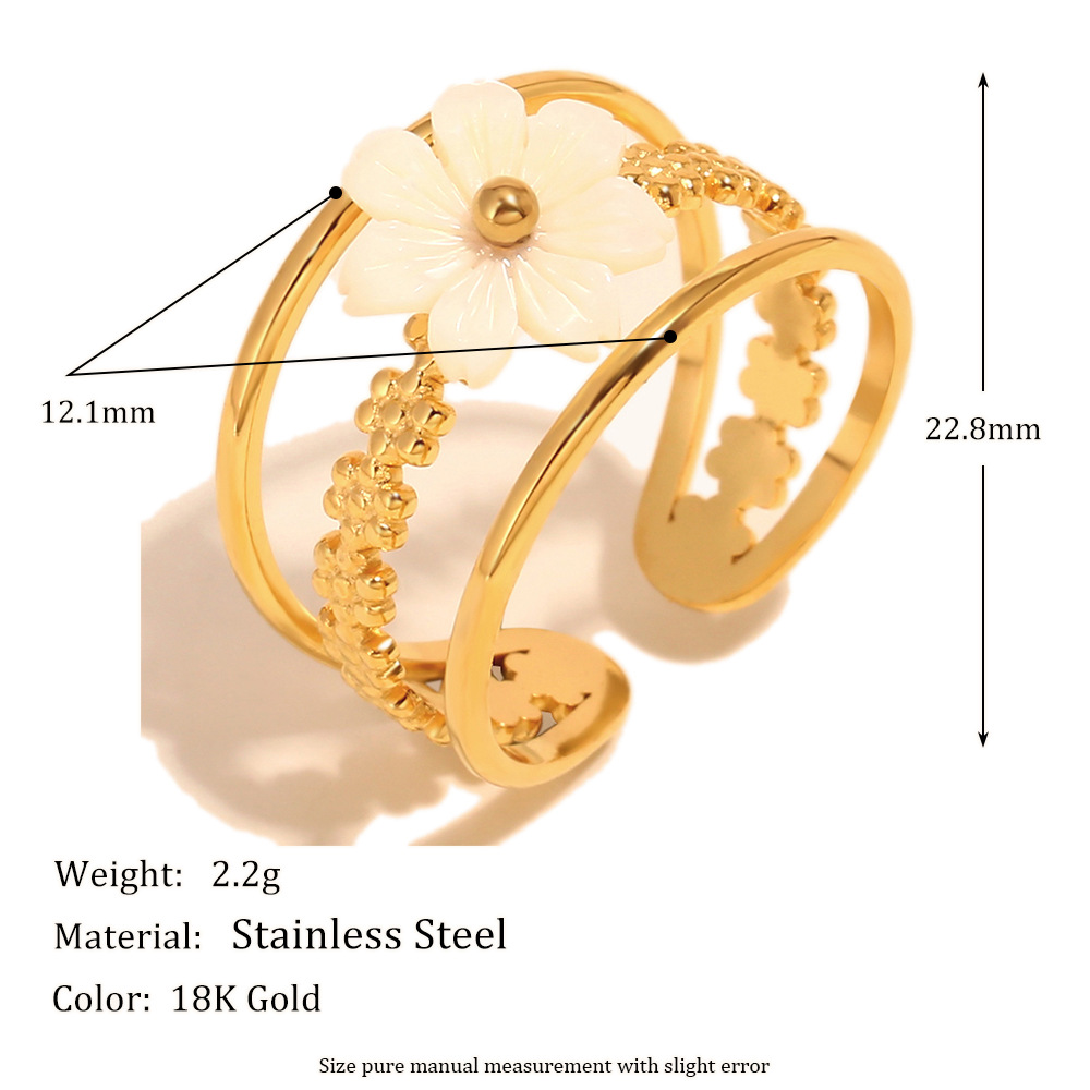 1  Piece Vintage Personalized Flower Gold Stainless Steel Women's Ring h5Picture6