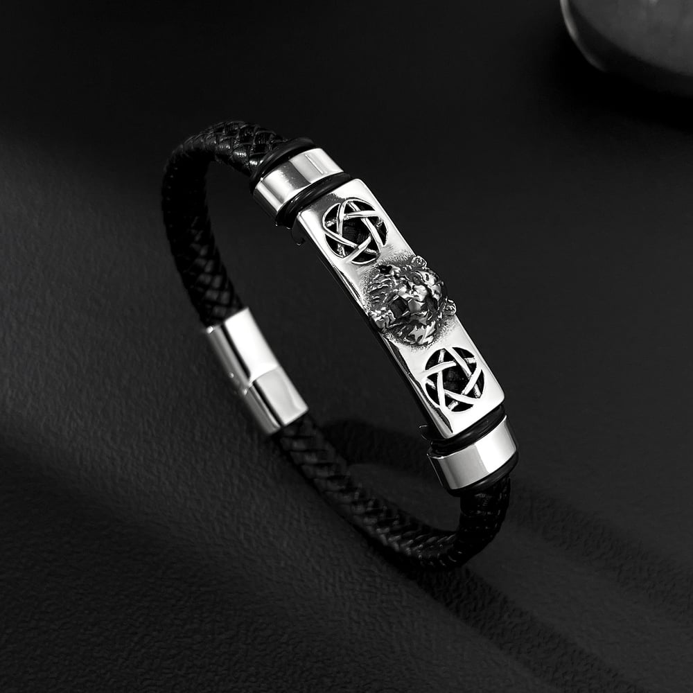 1 stuk luipaardkop herenarmbanden van roestvrij staal h5Afbeelding2