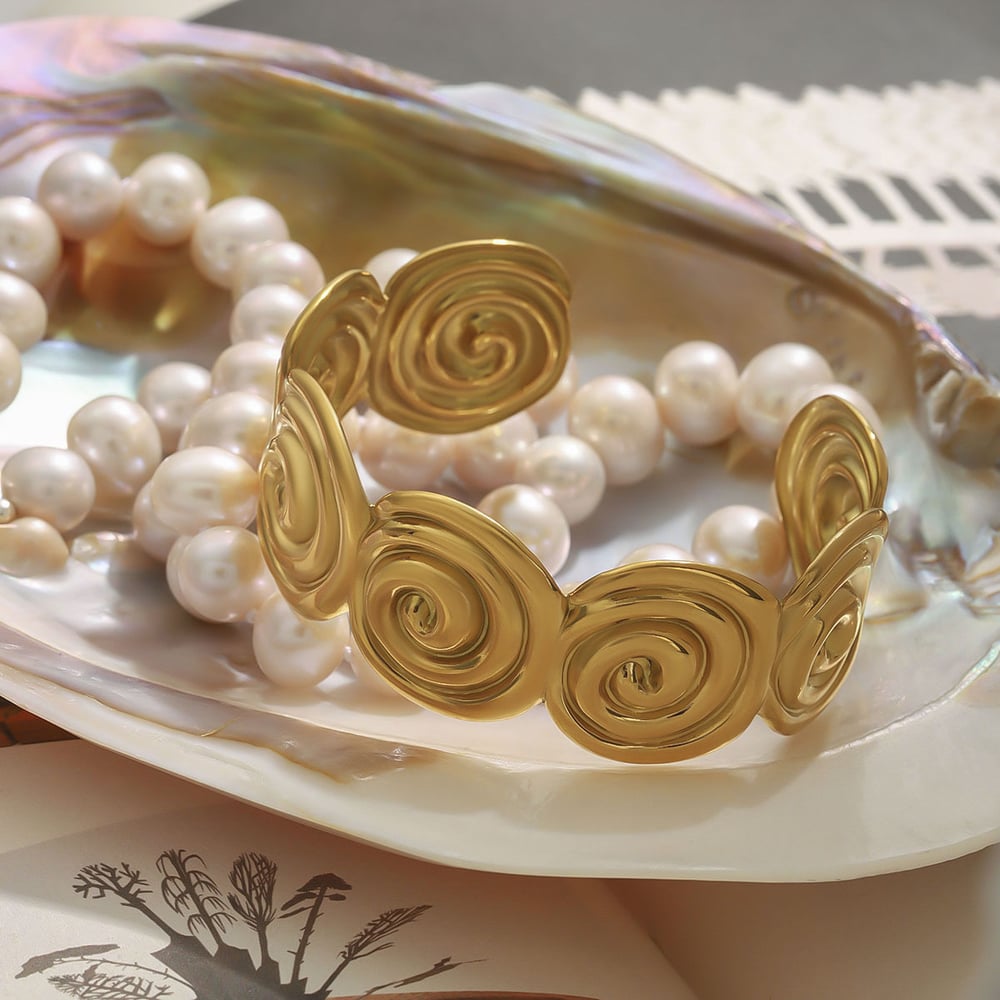 Retro Stainless Steel Gold Color  Cuff Bracelets h5Picture4