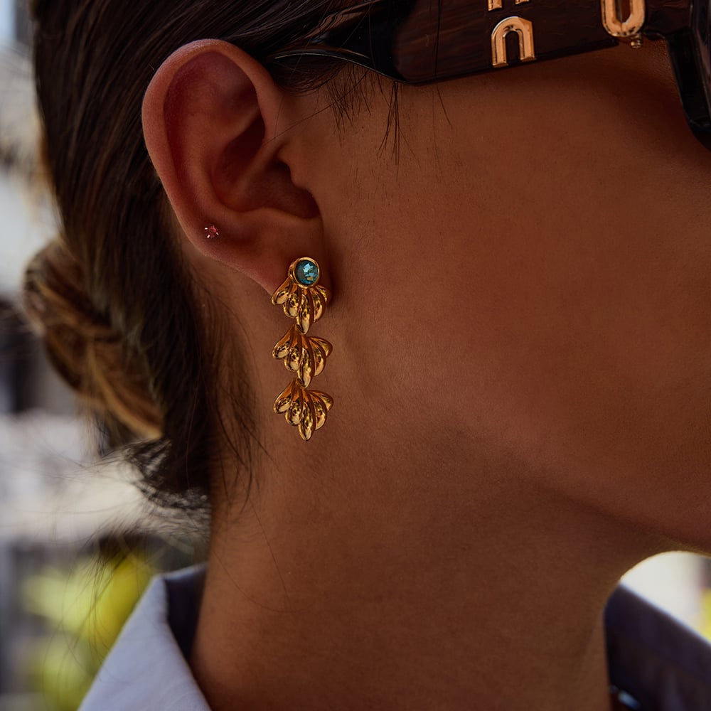Starfish Stainless Steel Gold Color Dangle Earrings & Ring