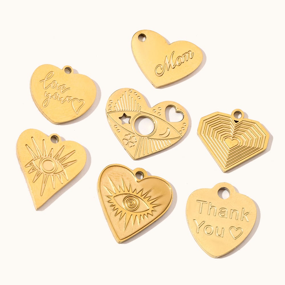 Exquisite Heart Stainless Steel Gold Color Pendants h5Picture5