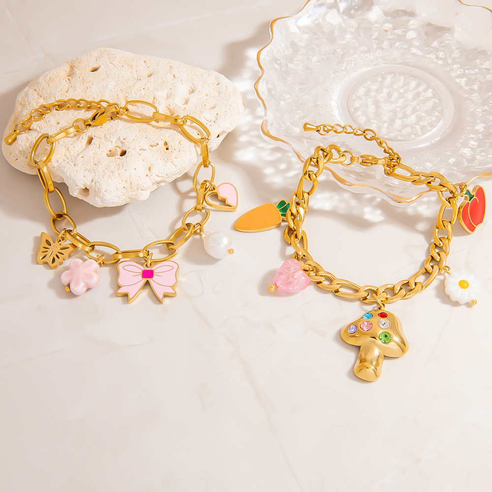 Designable Fruits Stainless Steel Colorful Women's Charm Bracelets Picture3