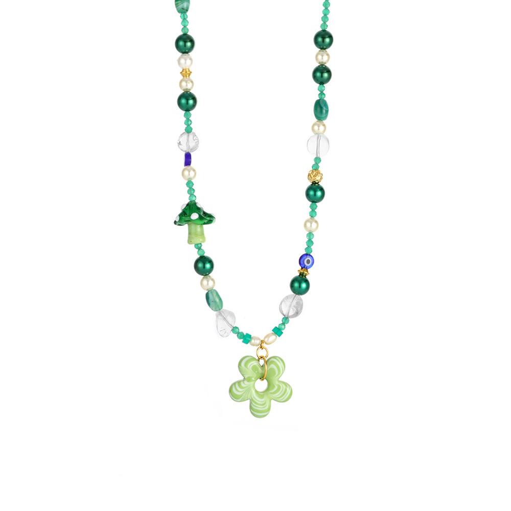 Collar de cuentas de cristal con diseño de flores de vacaciones para mujer de 1 pieza