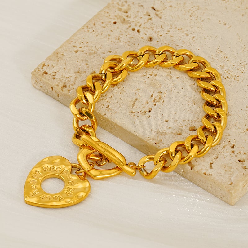 Heart Stainless Steel Gold Color Charm Bracelets Picture4