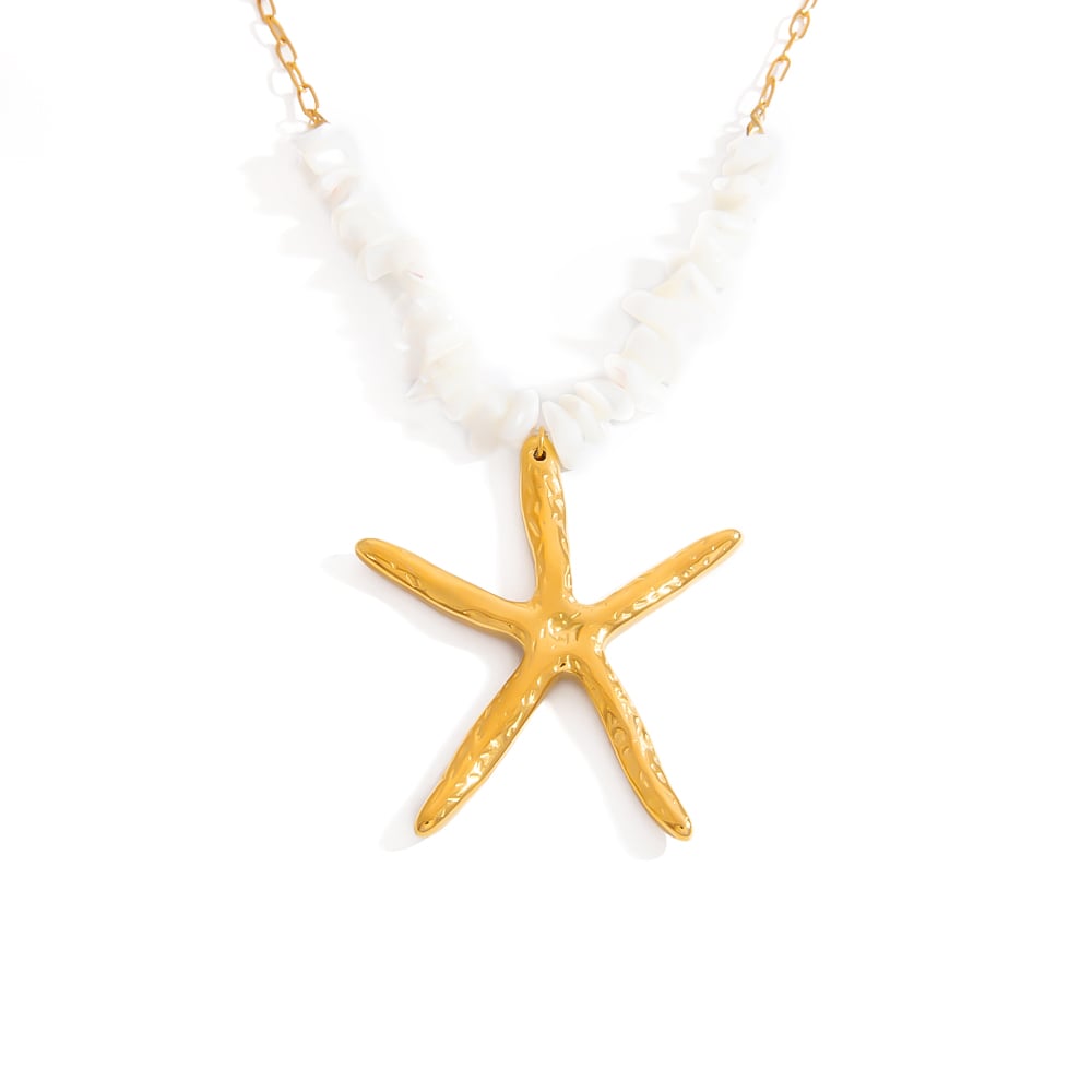 Creative Ocean Series Starfish Gold - colored Stainless Steel Necklace 
