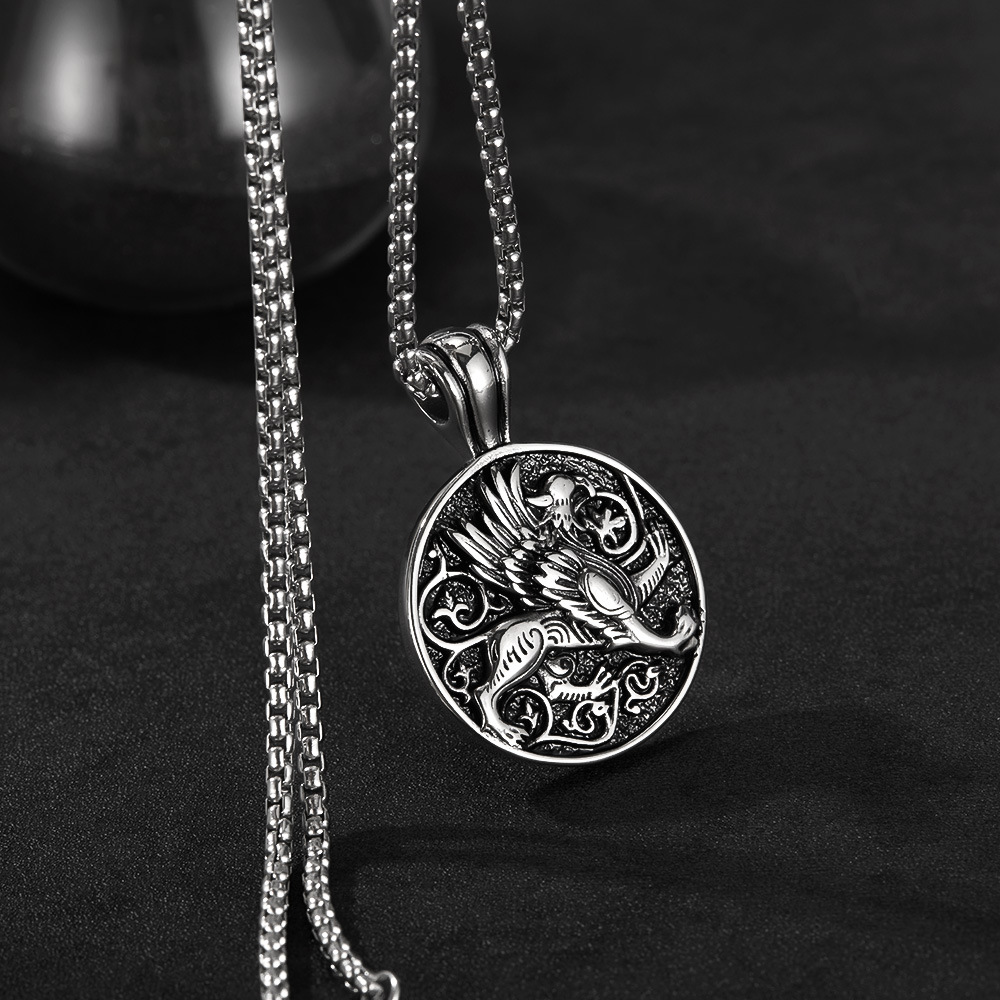 Collar con colgante sofisticado de acero inoxidable Griffin para hombre (1 pieza) Imagen10