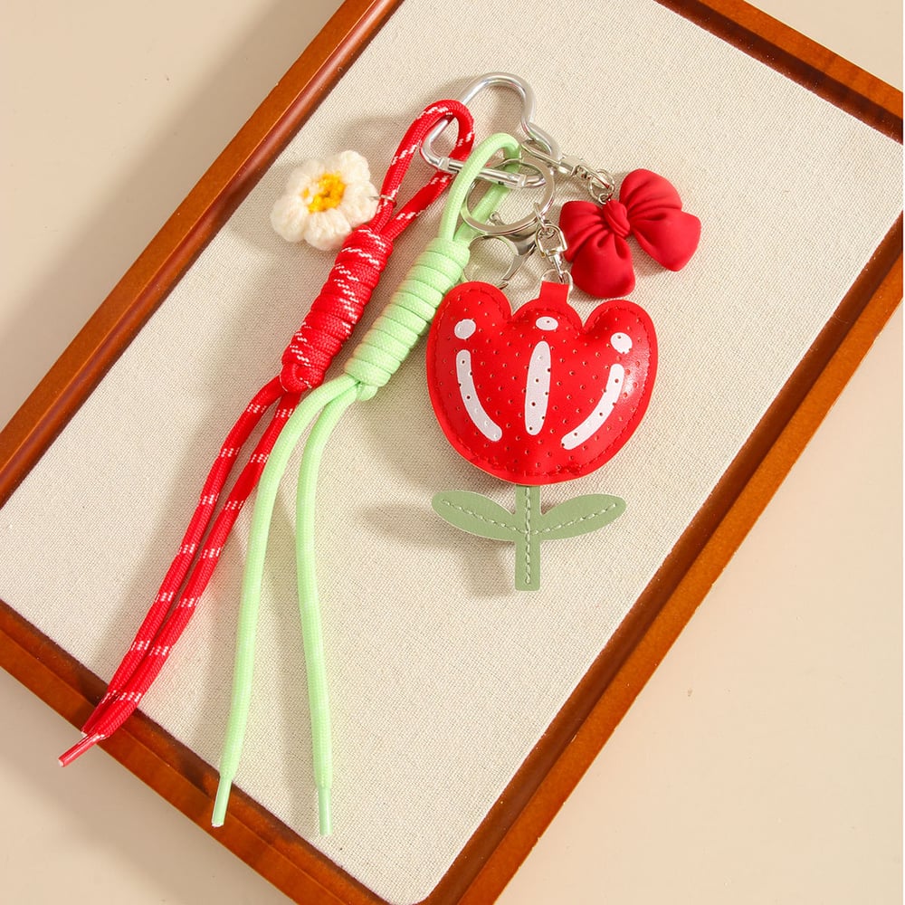 1 Piece Romantic Series PU Flower Knot Bag Pendant h5Picture4